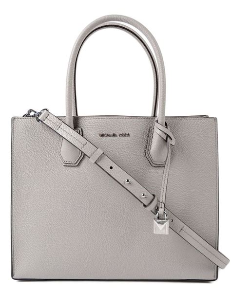 michael kors mercer large convertible tote gray|Michael Kors large signature tote.